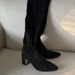 Zara Black Over the Knee suede feel Boots